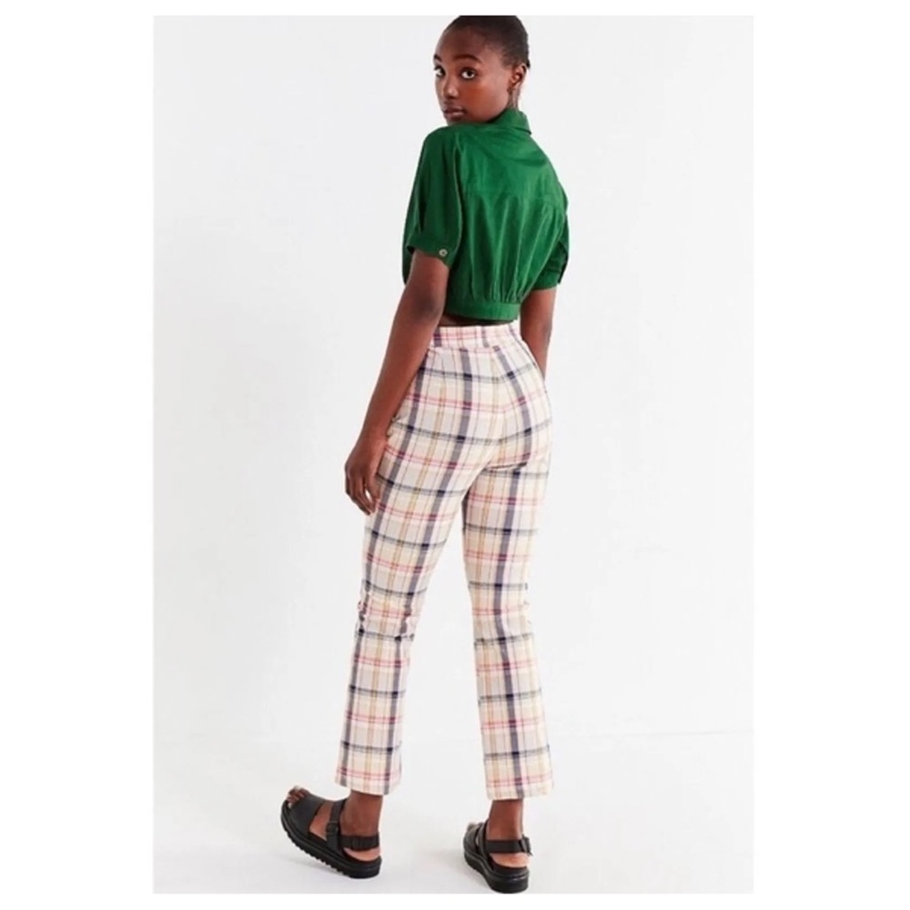 Urban Outfitters Leila Womens Clueless Preppy Plaid Kick Flare Crop Pant 12 - Picture 3 of 14